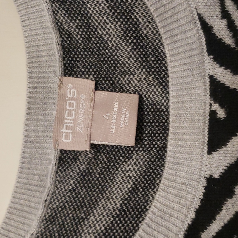 Chicos Zenergy Zebra Animal Print Black and Gray Sleeveless Knit 2x - Picture 3 of 5